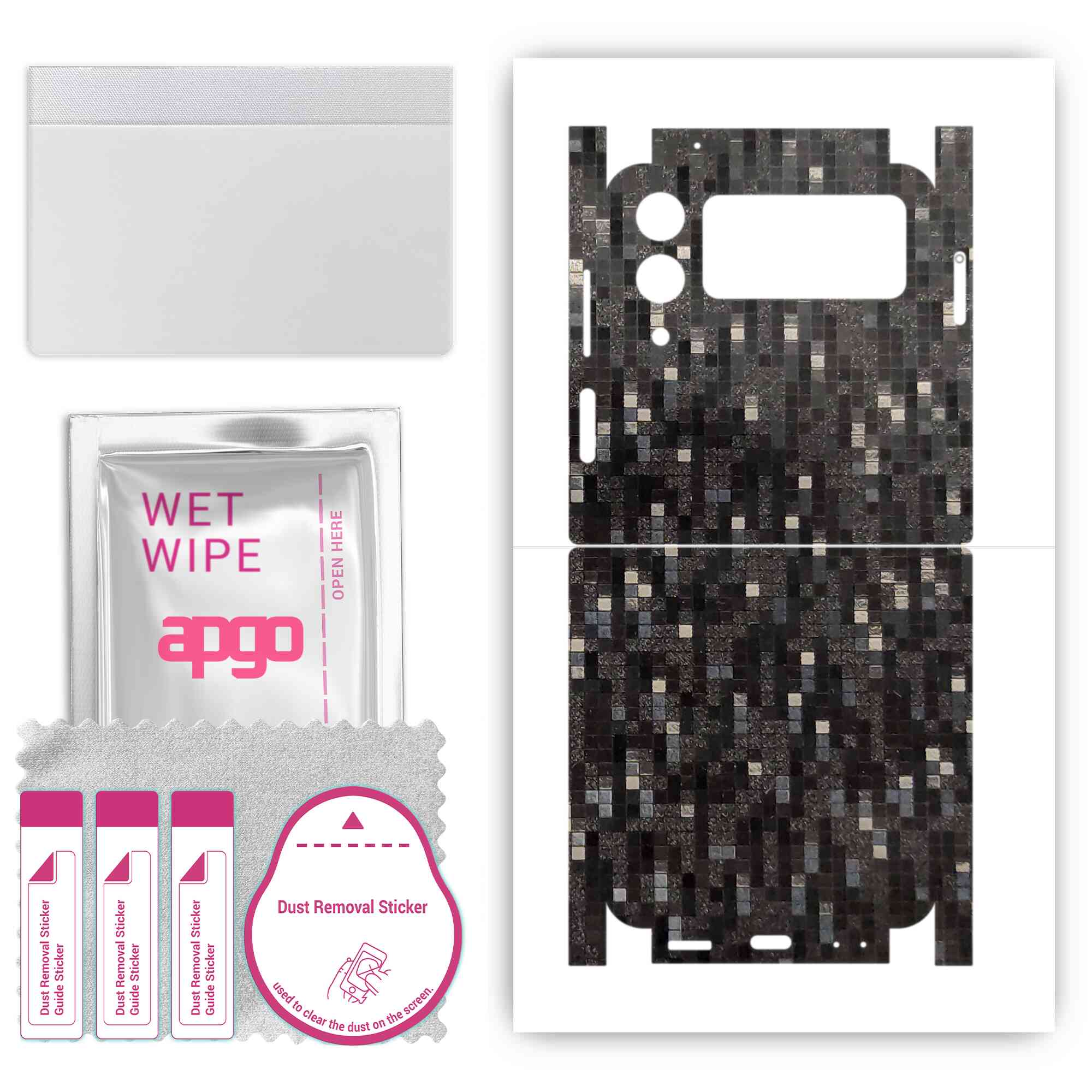 Apgo Protective Skin Sticker for the back+sides compatible with Samsung Galaxy Z Flip4, Full Wrap Film, Foil, Vinyl - Pattern Carbon Black Pixel
Apgo Protective Skin Sticker for the back+sides compatible with Samsung Galaxy Z Flip4, Full Wrap Film, Foil, Vinyl - Pattern Carbon Black Pixel