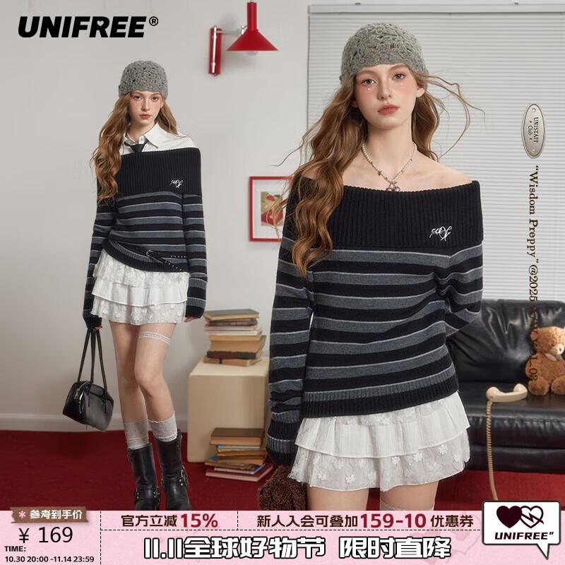 UNIFREE Women s Retro Striped Off-Shoulder Knit Sweater One Size
UNIFREE Women s Retro Striped Off-Shoulder Knit Sweater One Size