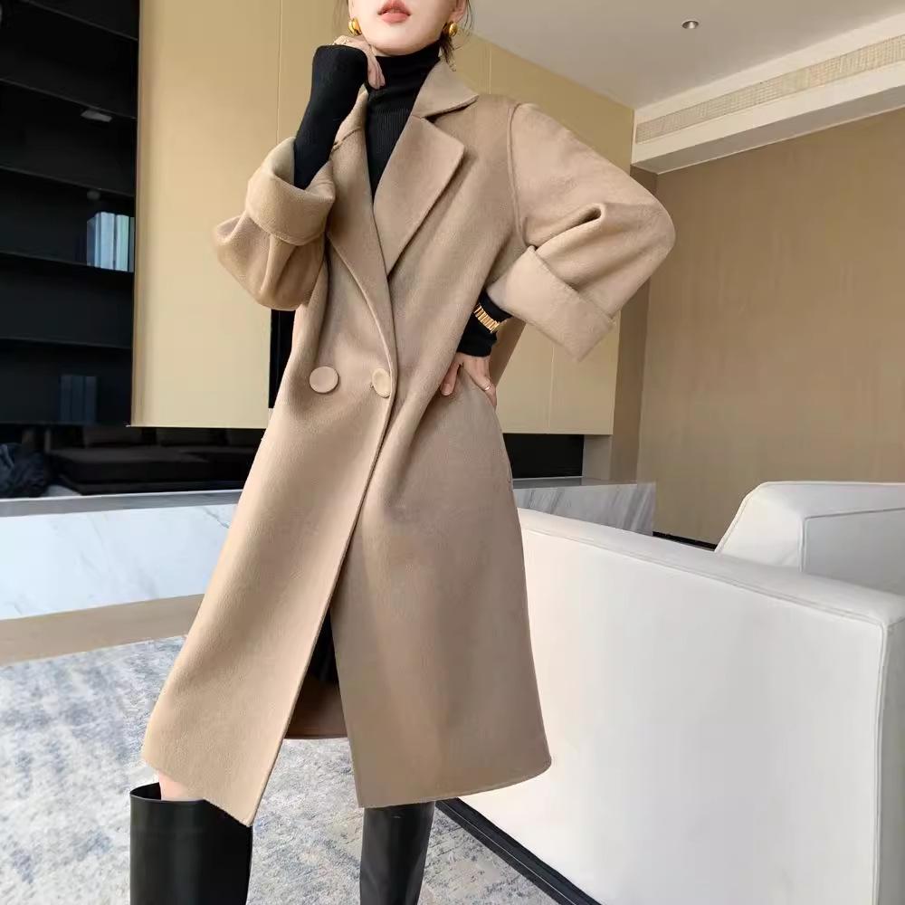 Women s 100% Wool Double-Faced Long Coat with Suit Collar - Loose Fit, Bathrobe Style for Autumn/Winter Fashion. M (suitable for 110-125 jin)
Women s 100% Wool Double-Faced Long Coat with Suit Collar - Loose Fit, Bathrobe Style for Autumn/Winter Fashion. M (suitable for 110-125 jin)