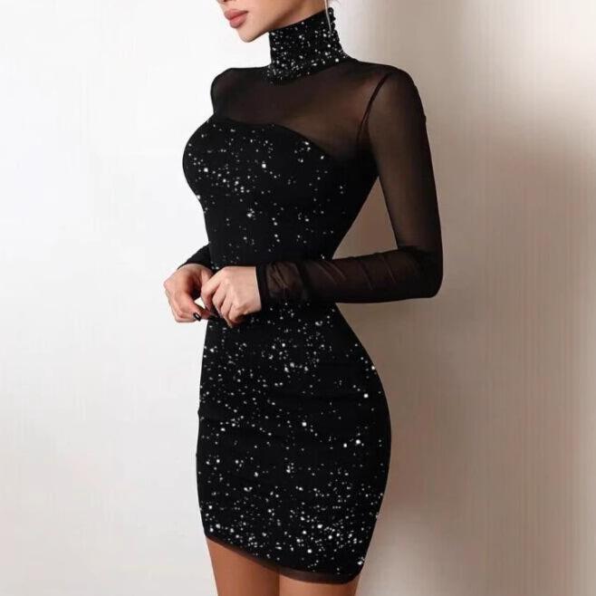 European & American Women s Sexy Silver Sequin Mesh Bodycon Dress S чёрный
European & American Women s Sexy Silver Sequin Mesh Bodycon Dress S чёрный