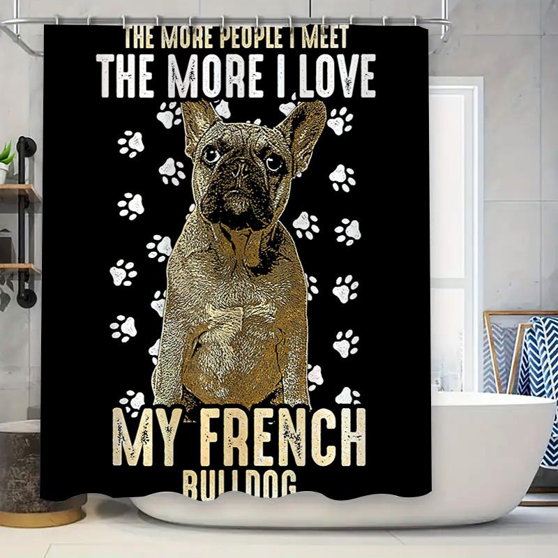 Декоративная шторка для душа с принтом собак, дизайн с французским бульдогом, белые отпечатки лап, ткань премиум-качества, водонепроницаемый набор ковриков для ванной комнаты для 90x180cm
Декоративная шторка для душа с принтом собак, дизайн с французским бульдогом, белые отпечатки лап, ткань премиум-качества, водонепроницаемый набор ковриков для ванной комнаты для 90x180cm