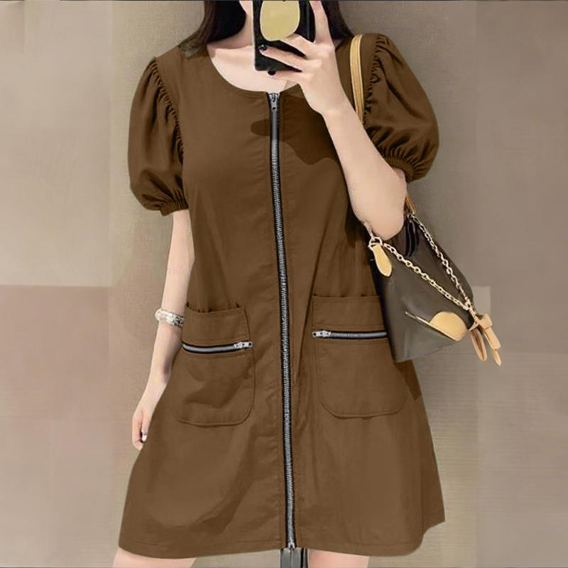 ZANZEA Женское повседневное летнее платье с круглым вырезом, короткими рукавами и молнией 4XL светло-коричневого
ZANZEA Женское повседневное летнее платье с круглым вырезом, короткими рукавами и молнией 4XL светло-коричневого