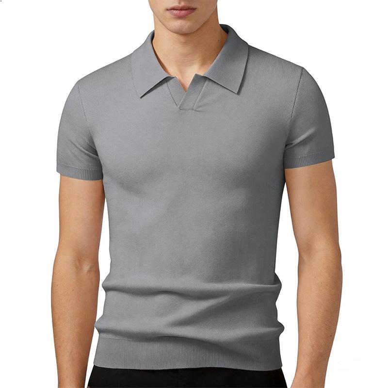 Mens Solid Color V Neck Knit Short Sleeve Polo Shirt M серый
Mens Solid Color V Neck Knit Short Sleeve Polo Shirt M серый