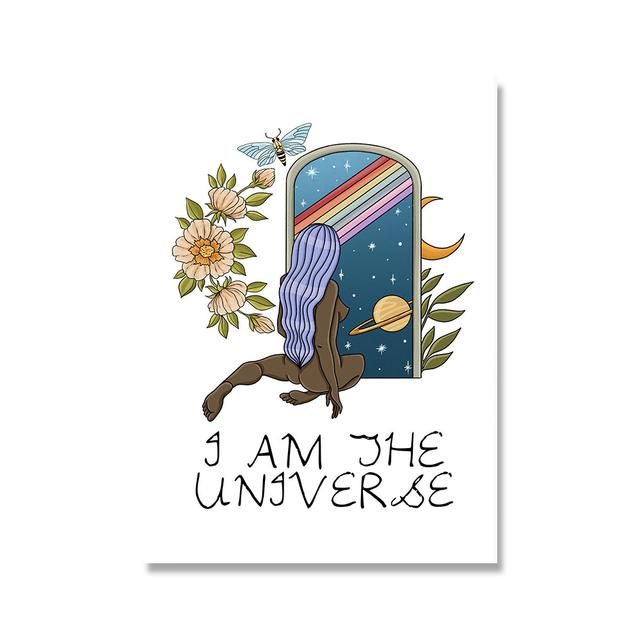 Женские постеры и принты Sun Moon Body Soul, женские абстрактные настенные художественные рисунки Муза, картинки для йоги для гостиной, домашний декор 21x30cm No Frame