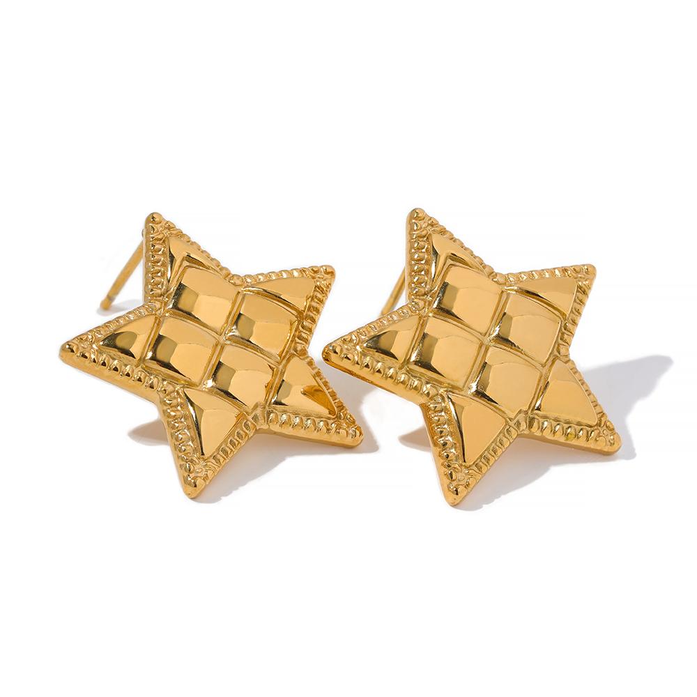 Yhpup Stainless Steel Star Texture Fashion Stud Earrings 18K Gold Color Waterproof Charm Metal Trendy Basic Jewelry Women Bijoux
Yhpup Stainless Steel Star Texture Fashion Stud Earrings 18K Gold Color Waterproof Charm Metal Trendy Basic Jewelry Women Bijoux
