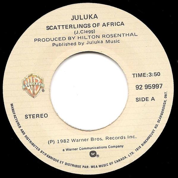7inch Record JULUKA Scatterlings Of Africa 9295997 Warner Bros. Re 1982 Canada Rock Used
7inch Record JULUKA Scatterlings Of Africa 9295997 Warner Bros. Re 1982 Canada Rock Used
