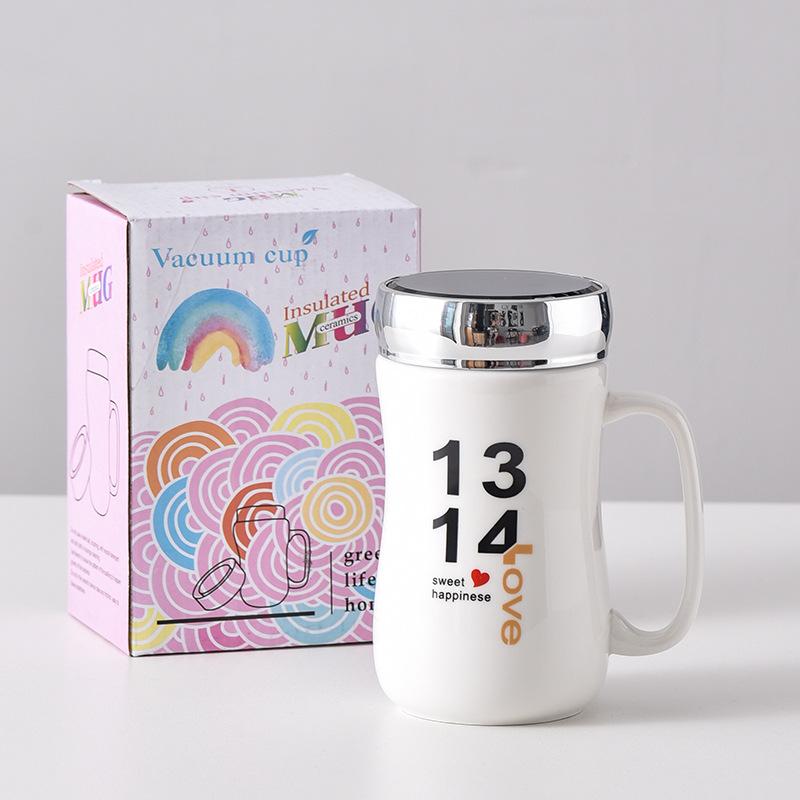 Керамическая кружка-зеркало, креативная парная с крышкой, рекламный промо-подарок, чашка для воды 401-500ml