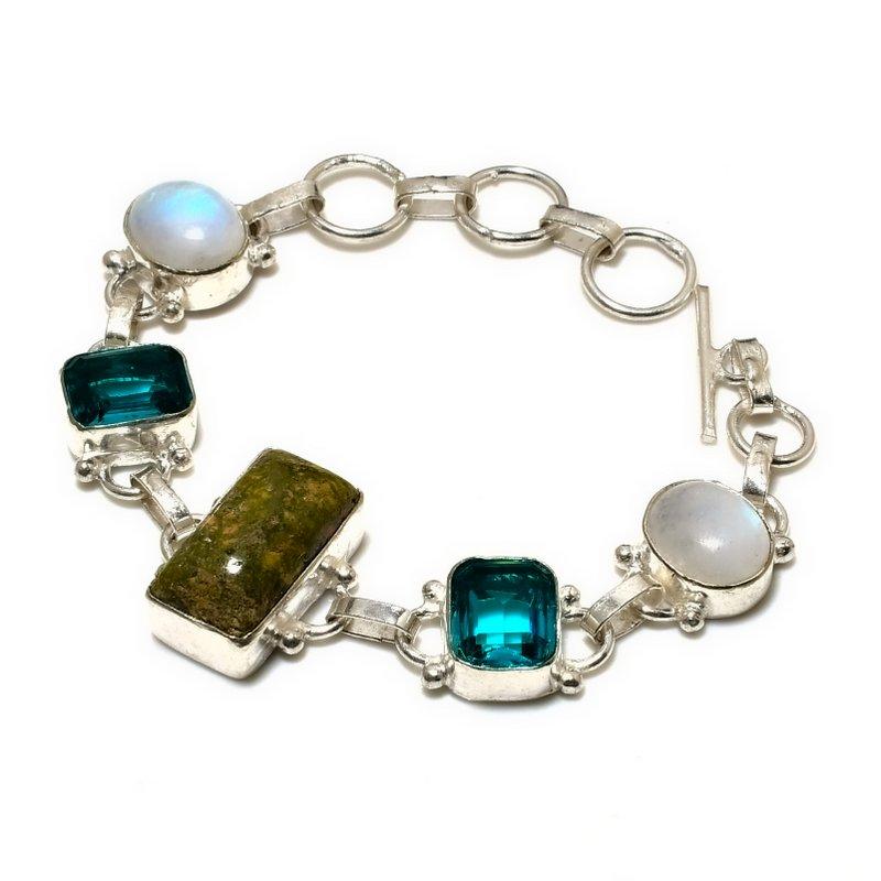 Ювелирный браслет Unakite Rainbow Moonstone с серебряным покрытием 925 пробы 6–8 дюймов
Ювелирный браслет Unakite Rainbow Moonstone с серебряным покрытием 925 пробы 6–8 дюймов