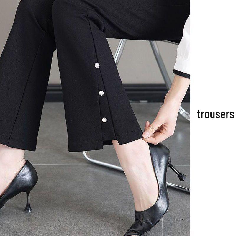 Women s High-Waist Micro-Flared Wide-Leg Pants - Elastic Casual Black, Suitable for Petite Sizes, Summer Nine-Point Length XL (121-140 cm)
Women s High-Waist Micro-Flared Wide-Leg Pants - Elastic Casual Black, Suitable for Petite Sizes, Summer Nine-Point Length XL (121-140 cm)