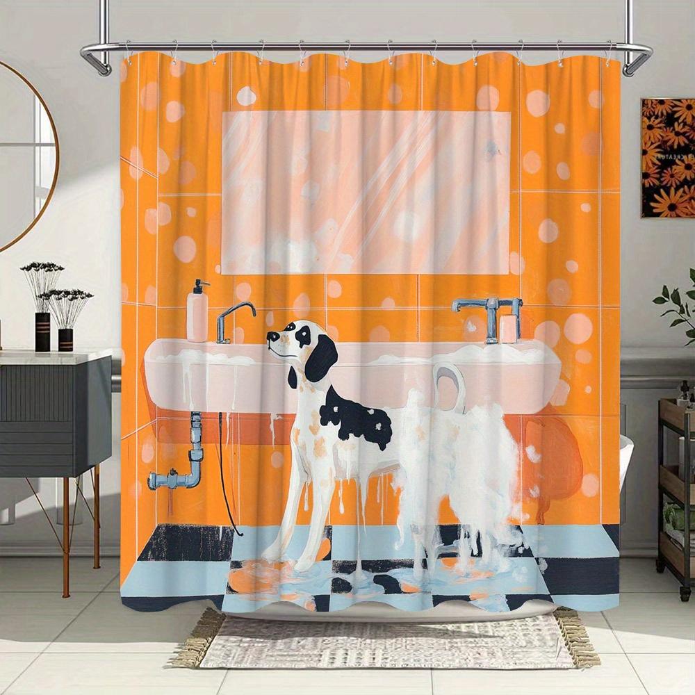 1Pc Playful Black & White Dog Bath Curtain - High Quality 70X70 Inch Shower Curtain With 12 Hooks, Vibrant Orange Polka Dots, W60H190(CM)-1 Pcs
1Pc Playful Black & White Dog Bath Curtain - High Quality 70X70 Inch Shower Curtain With 12 Hooks, Vibrant Orange Polka Dots, W60H190(CM)-1 Pcs