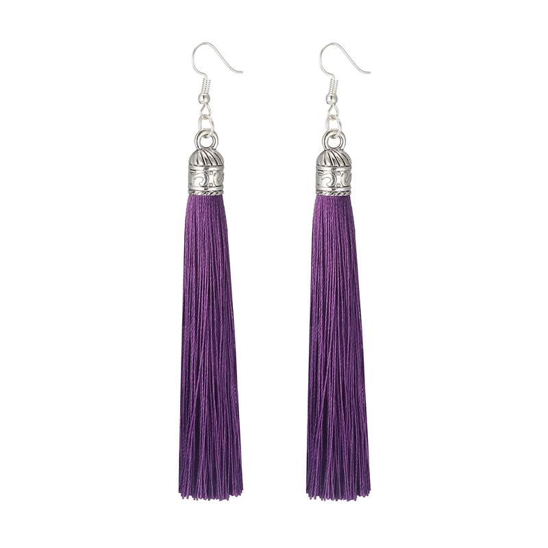 LOVBEAFAS Brand Tassel Earrings for Women Fashion Zircon Bohemian Drop Dangle Long Earrings Silk Fabric Ethnic Vintage Earings темно-фіолетовий колір
LOVBEAFAS Brand Tassel Earrings for Women Fashion Zircon Bohemian Drop Dangle Long Earrings Silk Fabric Ethnic Vintage Earings темно-фіолетовий колір