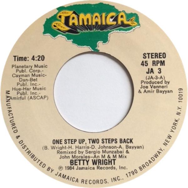 7inch Record BETTY WRIGHT - One Step Up, Two Steps Back JA3 Jamaica Records 1984 US Dance & Electronica Used
7inch Record BETTY WRIGHT - One Step Up, Two Steps Back JA3 Jamaica Records 1984 US Dance & Electronica Used