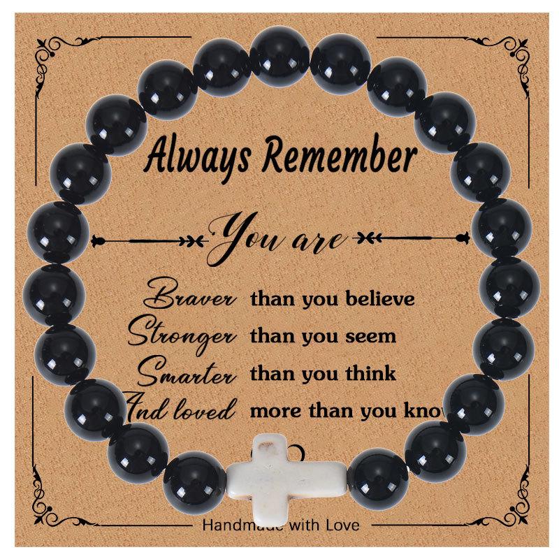 Pink Zebra Stone Inspirational Cross Bracelet - European & American Style
Pink Zebra Stone Inspirational Cross Bracelet - European & American Style