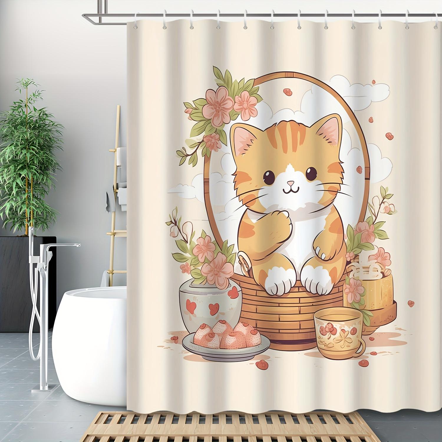 Shower Curtain: Adorable Kitten in a Basket with Flowers and Treats for a Whimsical and Cozy Bathroom Decor W90XH180cm
Shower Curtain: Adorable Kitten in a Basket with Flowers and Treats for a Whimsical and Cozy Bathroom Decor W90XH180cm
