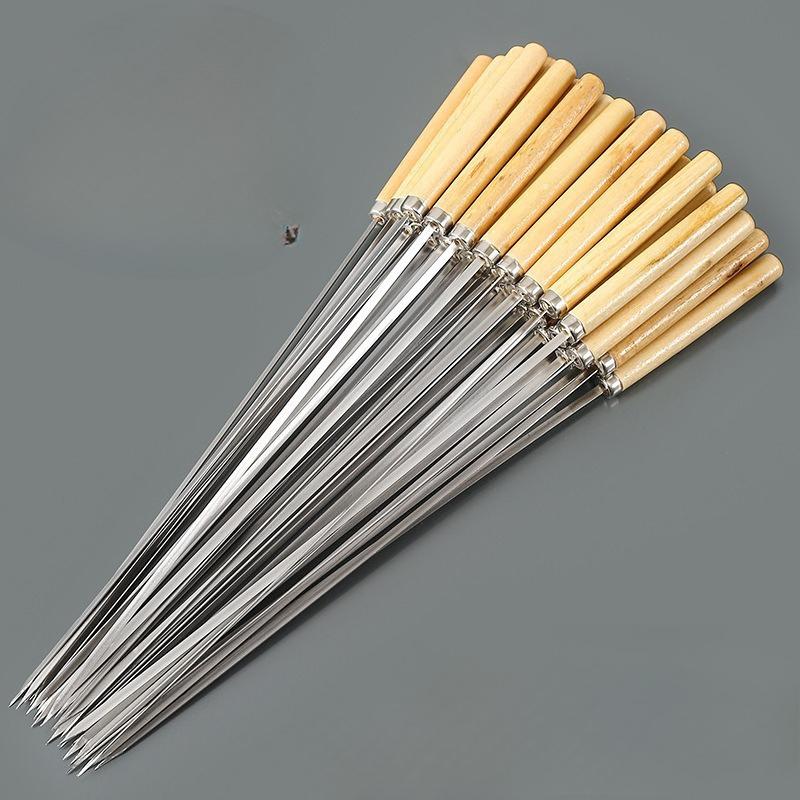 Premium 304 Stainless Steel Flat Skewers for BBQ, Reusable Meat Kebab Sticks with Wooden Handle for Outdoor Grilling and Roasting
Premium 304 Stainless Steel Flat Skewers for BBQ, Reusable Meat Kebab Sticks with Wooden Handle for Outdoor Grilling and Roasting