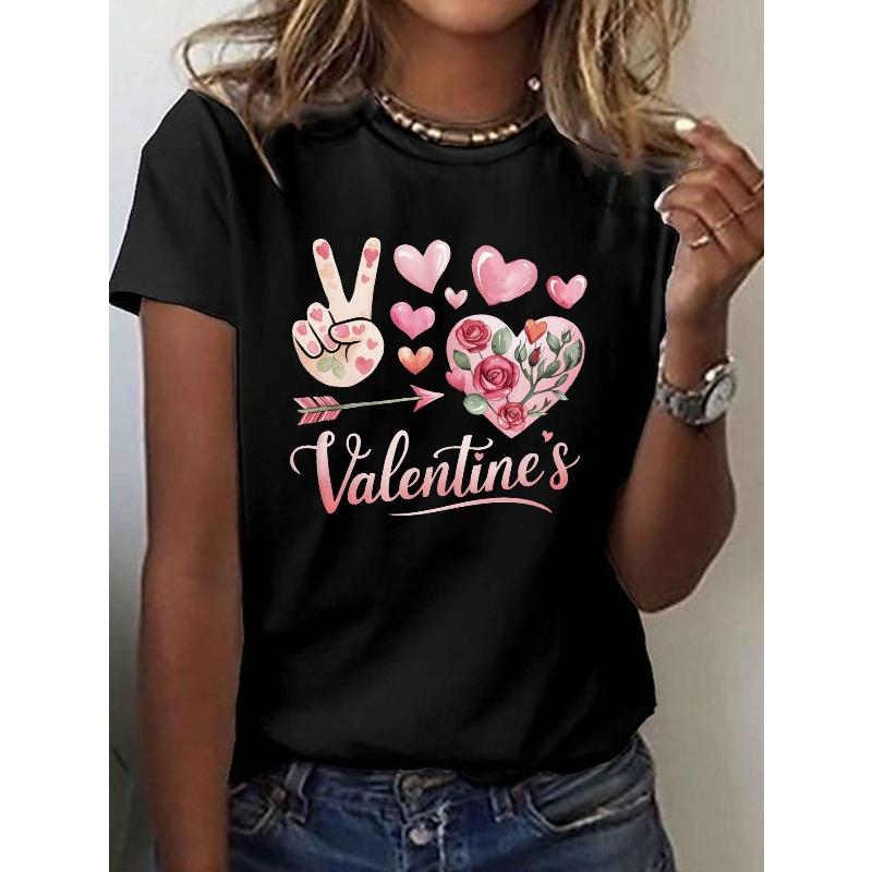 European Size Women s Valentine s Day Watercolor T-Shirt - Black Crew Neck Short Sleeve Top with Peace Sign, Heart 4XL чорний
European Size Women s Valentine s Day Watercolor T-Shirt - Black Crew Neck Short Sleeve Top with Peace Sign, Heart 4XL чорний