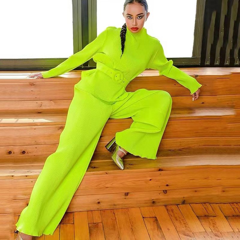 New Style Long-sleeved Top+wideleg Pants Pleated Casual Suit Green L
New Style Long-sleeved Top+wideleg Pants Pleated Casual Suit Green L