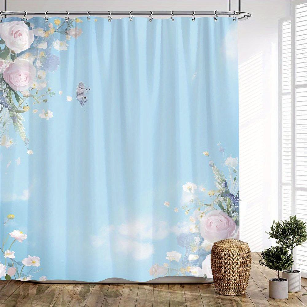 1Pc Pastel Floral Border Bath Curtain With Delicate Pink Roses, White Blossoms, Purple Flowers, Blue Sky Clouds & Whimsical W60H190(CM)-1 Pcs
1Pc Pastel Floral Border Bath Curtain With Delicate Pink Roses, White Blossoms, Purple Flowers, Blue Sky Clouds & Whimsical W60H190(CM)-1 Pcs