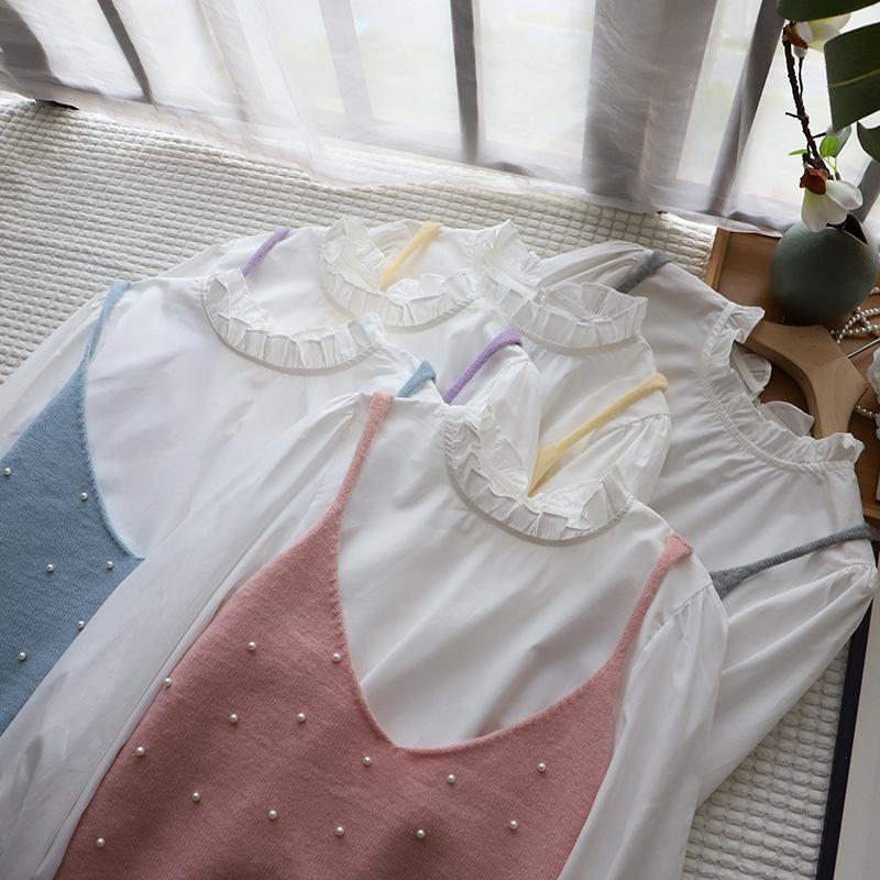 2025 Spring Korean Lace Patchwork Long Sleeve Shirt with Beaded Knit Camisole for Women One Size сірий колір
2025 Spring Korean Lace Patchwork Long Sleeve Shirt with Beaded Knit Camisole for Women One Size сірий колір
