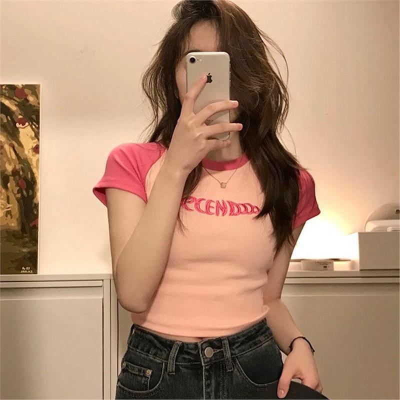 Korean Style Color Block Embroidered Slim Fit Short Sleeve Women s T-Shirt Medium сірий колір
Korean Style Color Block Embroidered Slim Fit Short Sleeve Women s T-Shirt Medium сірий колір