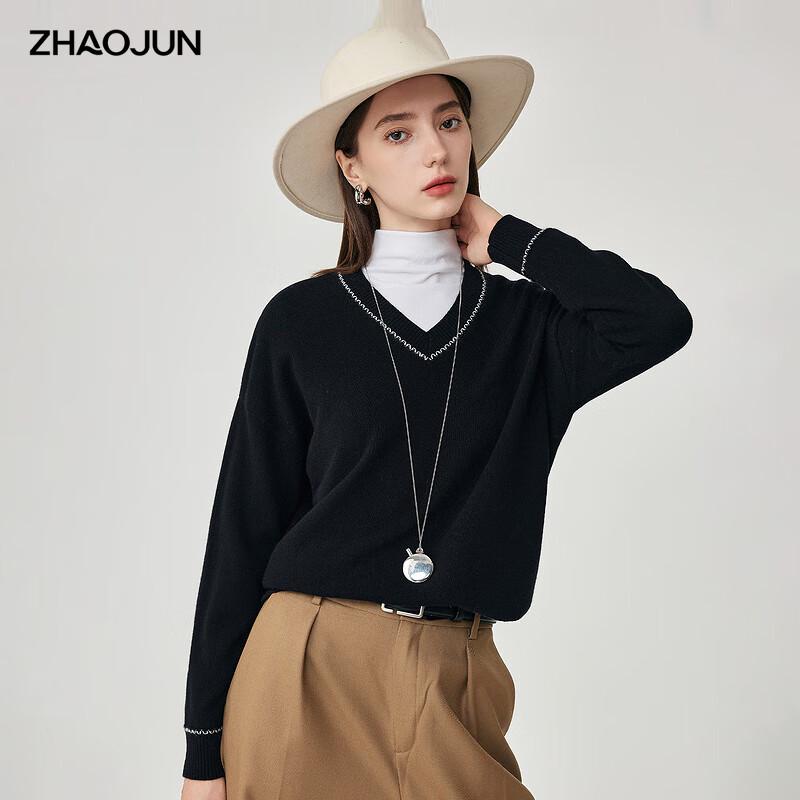 Zhaojun Women s V-Neck Contrast Stitch Wool Sweater L
Zhaojun Women s V-Neck Contrast Stitch Wool Sweater L