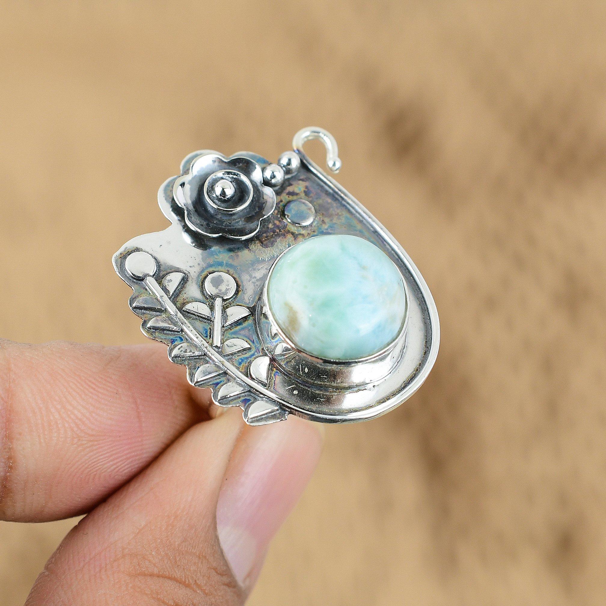 Round Natural Larimar Multi Stone Flower Throat Chakra Ring Jewelry 925 Silver Yes
Round Natural Larimar Multi Stone Flower Throat Chakra Ring Jewelry 925 Silver Yes