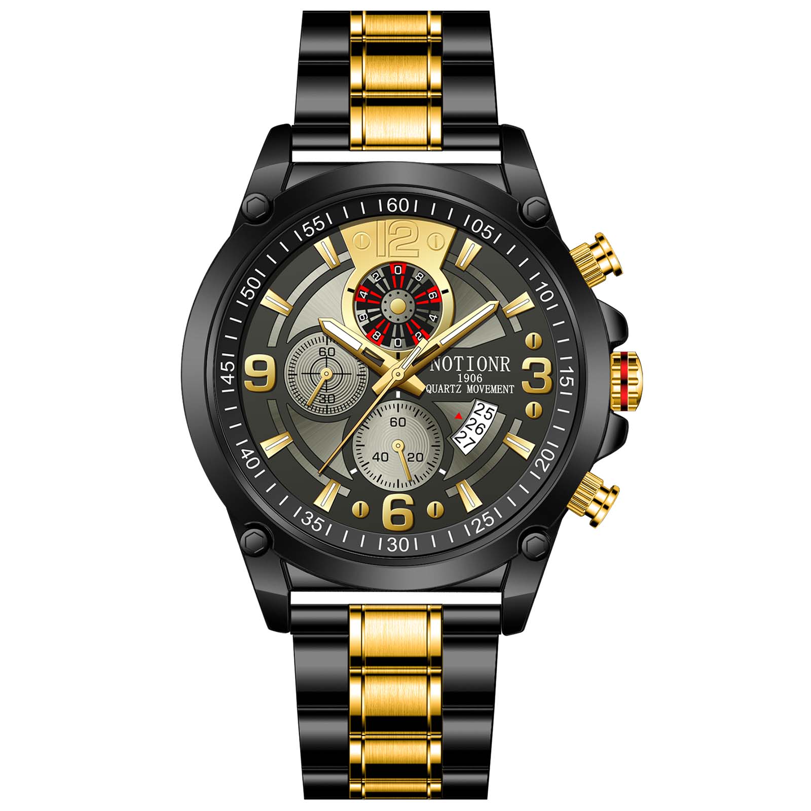 Класичний чоловічий годинник із каменем Повсякденний годинник Великий цифровий годинник Аналоговий годинник з календарем Годинник із кількома циферблатами Комерційний годинник Годинник із нержавіючої сталі золотий/чорний
Класичний чоловічий годинник із каменем Повсякденний годинник Великий цифровий годинник Аналоговий годинник з календарем Годинник із кількома циферблатами Комерційний годинник Годинник із нержавіючої сталі золотий/чорний