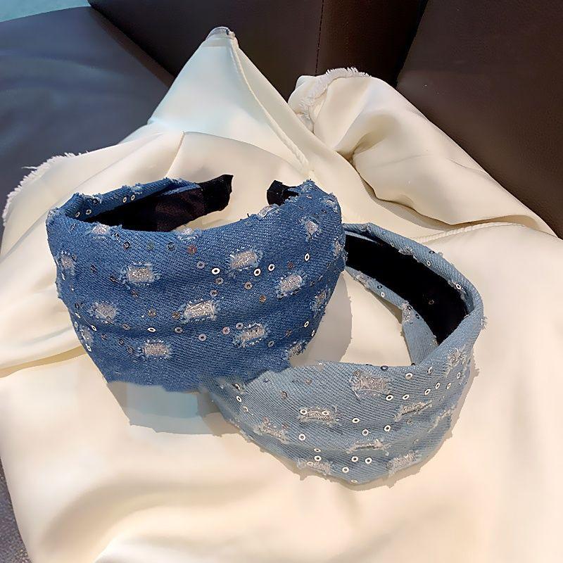 Fabric denim style sequined wide edge headband fashion simple college style headband temperament versatile niche hair accessories
Fabric denim style sequined wide edge headband fashion simple college style headband temperament versatile niche hair accessories