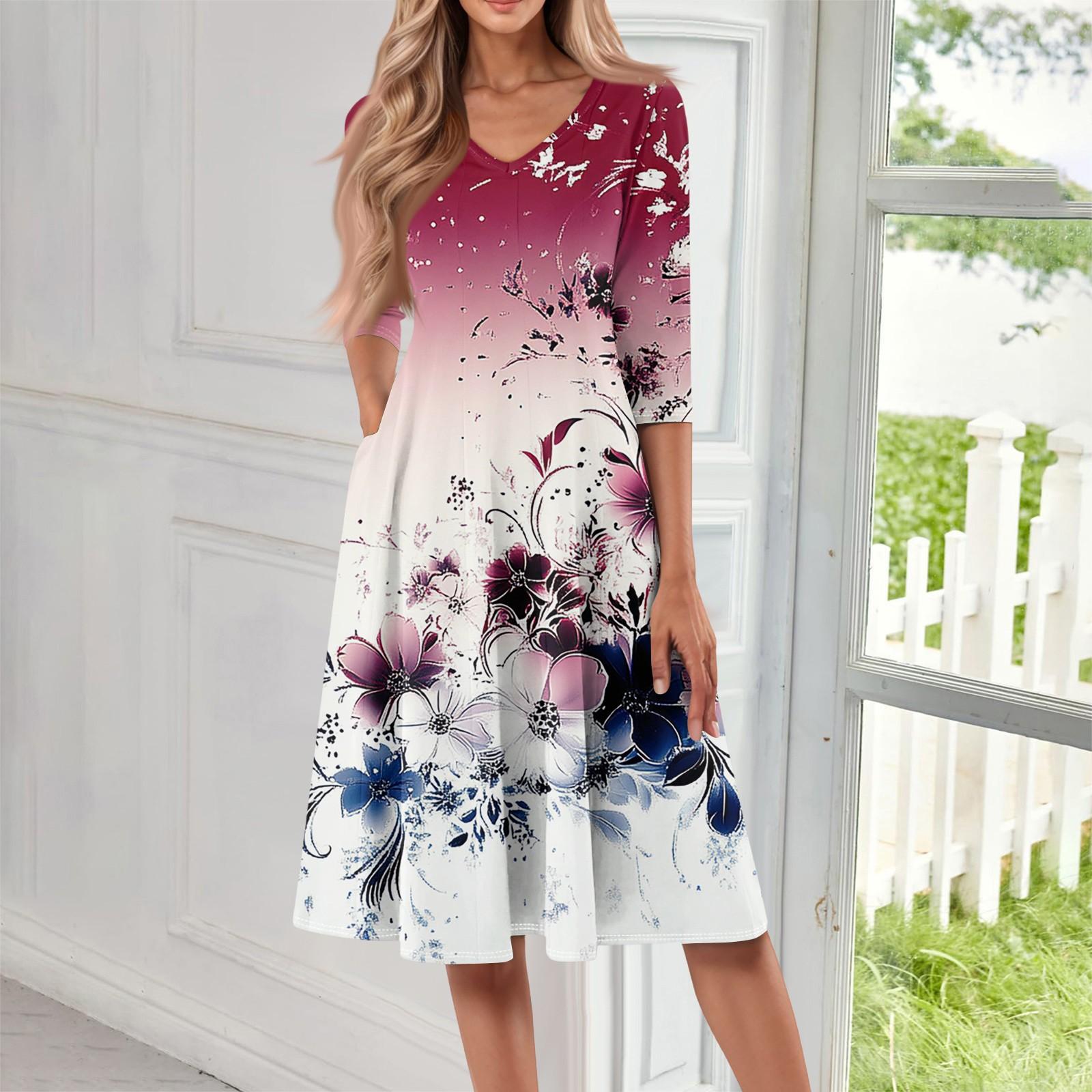 Жіноча повсякденна модна сукня міді з V-подібним вирізом і рукавом три чверті S рожевий
Жіноча повсякденна модна сукня міді з V-подібним вирізом і рукавом три чверті S рожевий