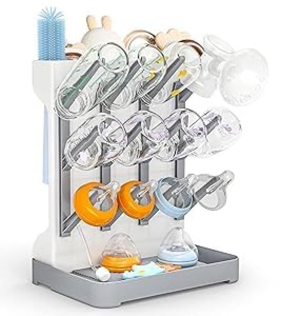 FJANS Baby Bottle Stand, Dryer, and Drainer: Large Capacity (Holds 12 Bottles) Vertical Bottle Holder, Baby Supplies Storage, Brush and Pacifier
FJANS Baby Bottle Stand, Dryer, and Drainer: Large Capacity (Holds 12 Bottles) Vertical Bottle Holder, Baby Supplies Storage, Brush and Pacifier