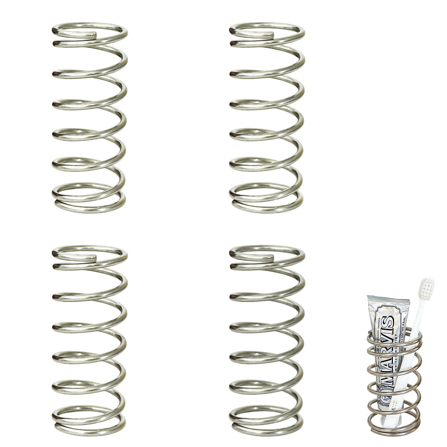 Queen-b Spring Storage Stand, Set of 4, Stainless Steel, Spring-Type, Pen, Toothbrush, Toothpaste, and Makeup Brush Holders, Rust-Resistant, Quick-Dry
Queen-b Spring Storage Stand, Set of 4, Stainless Steel, Spring-Type, Pen, Toothbrush, Toothpaste, and Makeup Brush Holders, Rust-Resistant, Quick-Dry