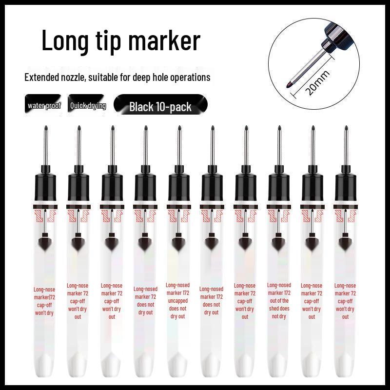Long Tip 20mm Black Waterproof Deep Hole Marker for Woodworking and Tile
Long Tip 20mm Black Waterproof Deep Hole Marker for Woodworking and Tile