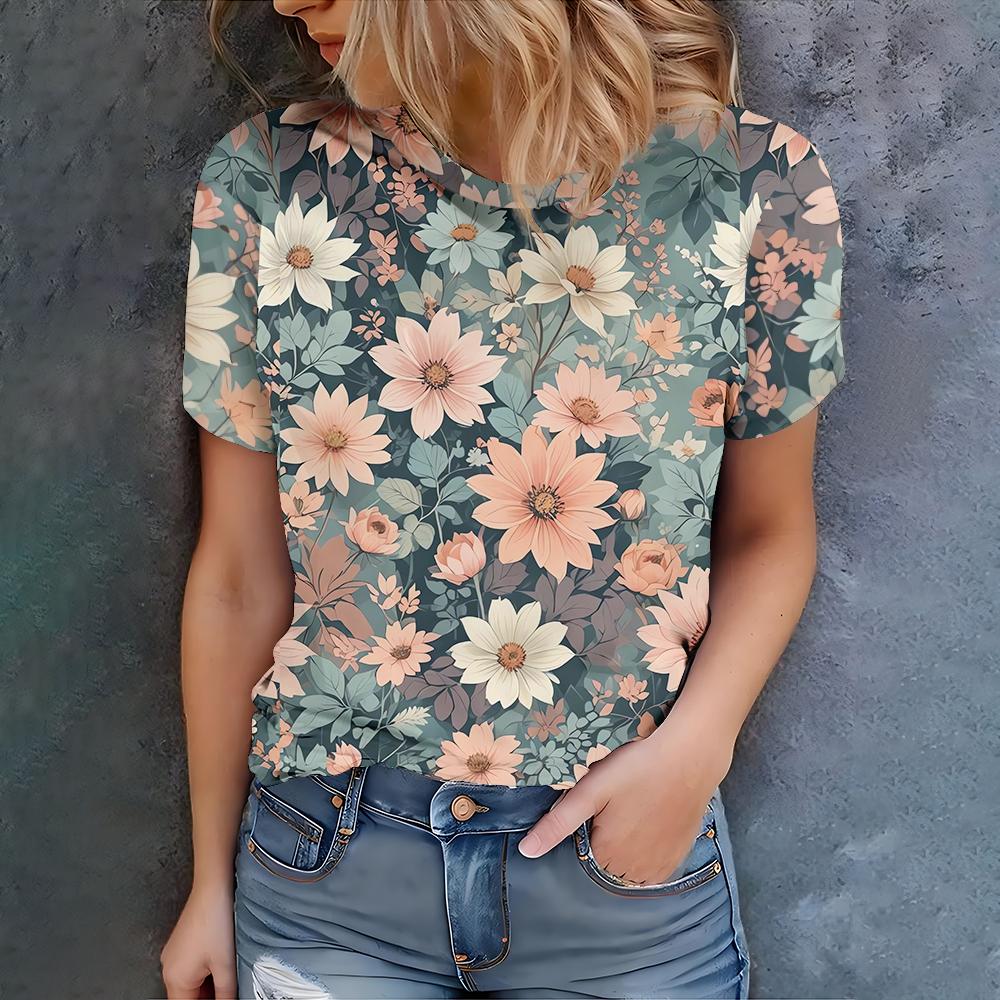 Women s beige printed T-shirt, summer casual fashion style, round neck, short sleeved 6XL
Women s beige printed T-shirt, summer casual fashion style, round neck, short sleeved 6XL