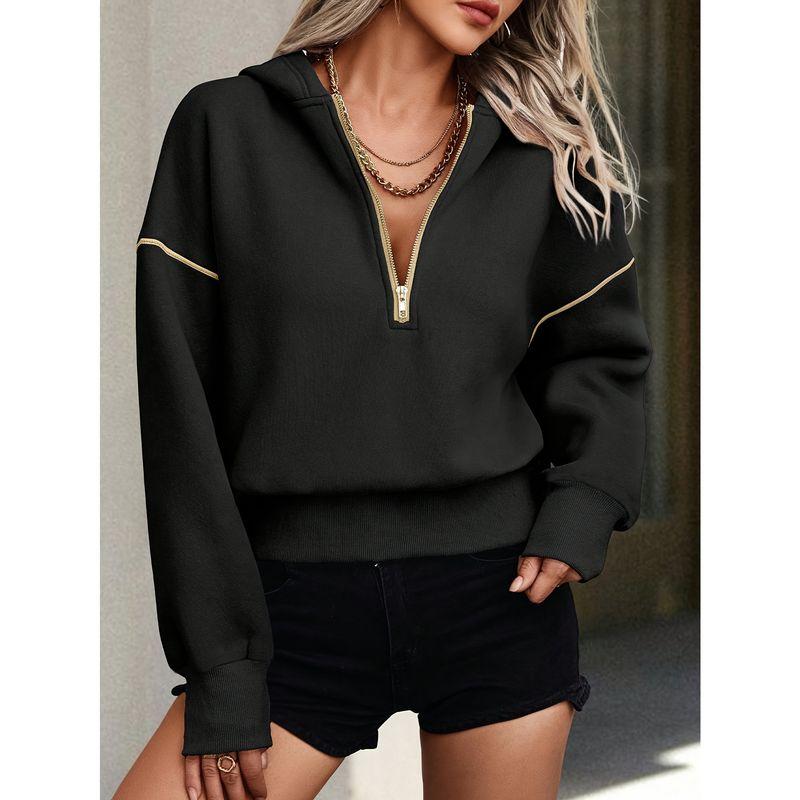 Autumn and Winter New Arrival Pure Color Lace-up Zipper Hooded Short Loose Casual Hooded Sweatshirt Female European and American Leisure Casual Black XS
Autumn and Winter New Arrival Pure Color Lace-up Zipper Hooded Short Loose Casual Hooded Sweatshirt Female European and American Leisure Casual Black XS