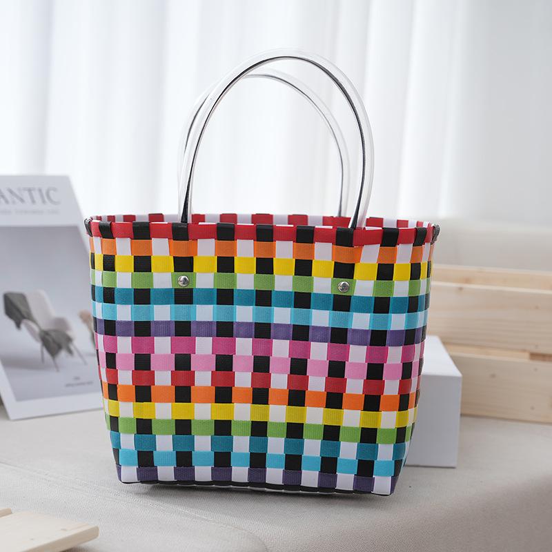 PP handwoven bag large capacity DIY vegetable basket beach bag souvenir handbag holiday gift small square bag 21*14*21
PP handwoven bag large capacity DIY vegetable basket beach bag souvenir handbag holiday gift small square bag 21*14*21