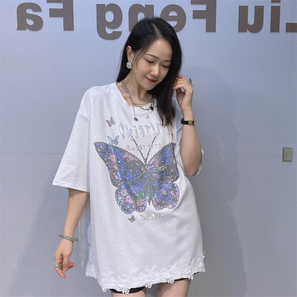 Lace Patchwork Short-Sleeved Top Women s Summer New Design Loose Large Size Bead Embroidered Loose Style Slimming Sleeveless T-Shirt One size
Lace Patchwork Short-Sleeved Top Women s Summer New Design Loose Large Size Bead Embroidered Loose Style Slimming Sleeveless T-Shirt One size