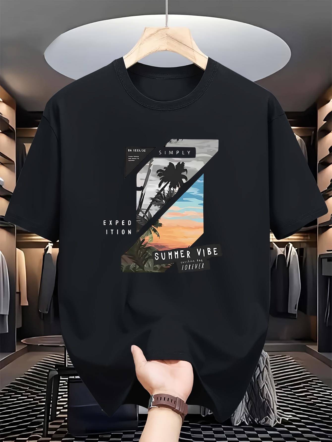 Mens Casual Pattern TShirt Summer Vibe print with palm tree and sunset design light grey short sleeves crew neck 4XL
Mens Casual Pattern TShirt Summer Vibe print with palm tree and sunset design light grey short sleeves crew neck 4XL