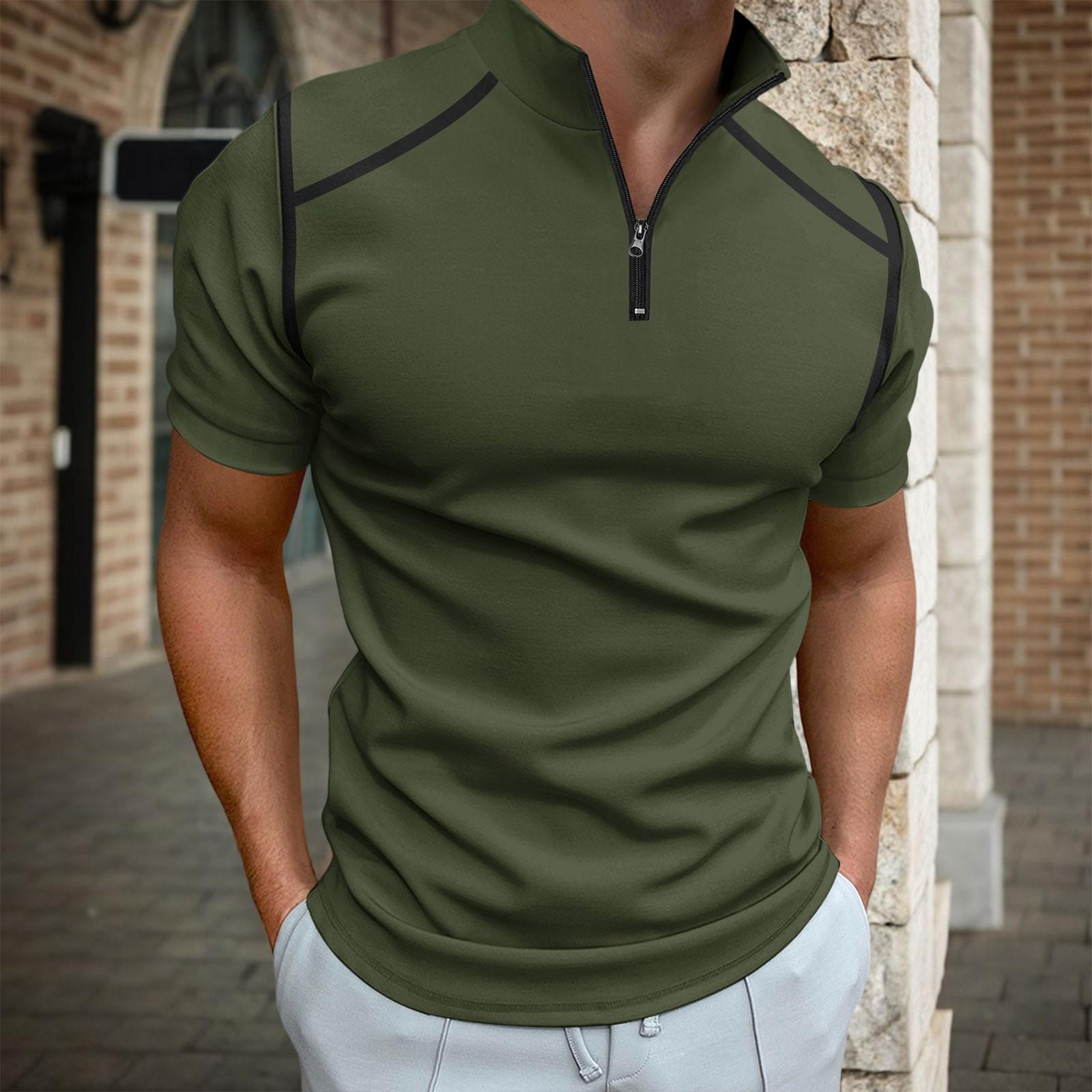 Мужские футболки с коротким рукавом для гольфа, повседневная легкая рубашка, стильная рубашка с воротником-поло на молнии до середины груди L армия зеленый
Мужские футболки с коротким рукавом для гольфа, повседневная легкая рубашка, стильная рубашка с воротником-поло на молнии до середины груди L армия зеленый