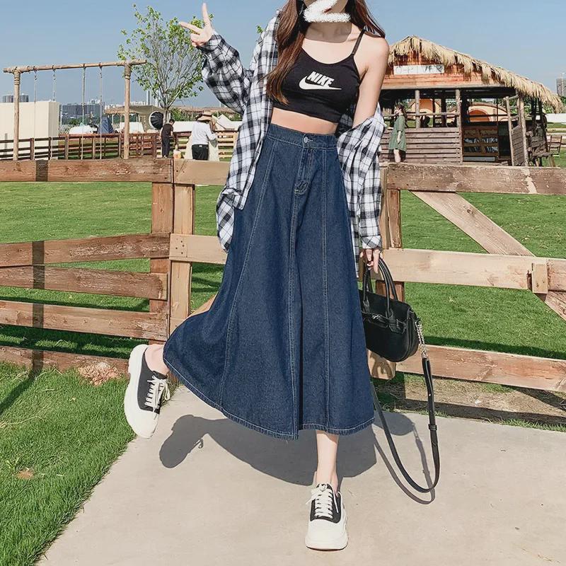 Women s 2023 Spring/Summer High Waist Denim A-Line Pleated Midi Skirt Double Extra Large темно-синього кольору
Women s 2023 Spring/Summer High Waist Denim A-Line Pleated Midi Skirt Double Extra Large темно-синього кольору
