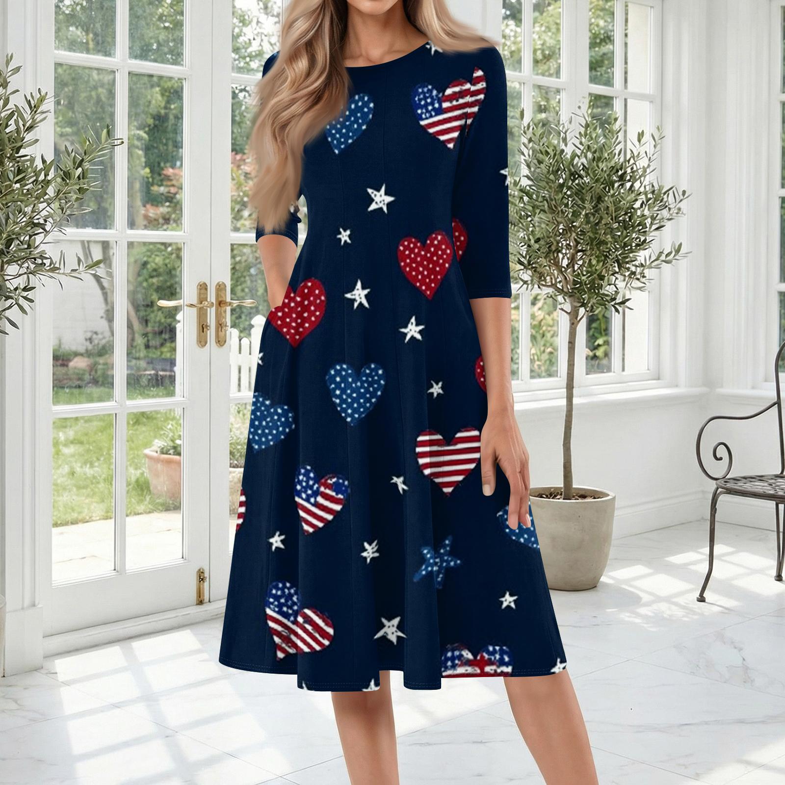 Casual Fashion Round Neck Three Quarter Sleeve Mid-Length Dress with Independence Day Print Suitable for Daily Wear and Outdoor Activities L чёрный
Casual Fashion Round Neck Three Quarter Sleeve Mid-Length Dress with Independence Day Print Suitable for Daily Wear and Outdoor Activities L чёрный
