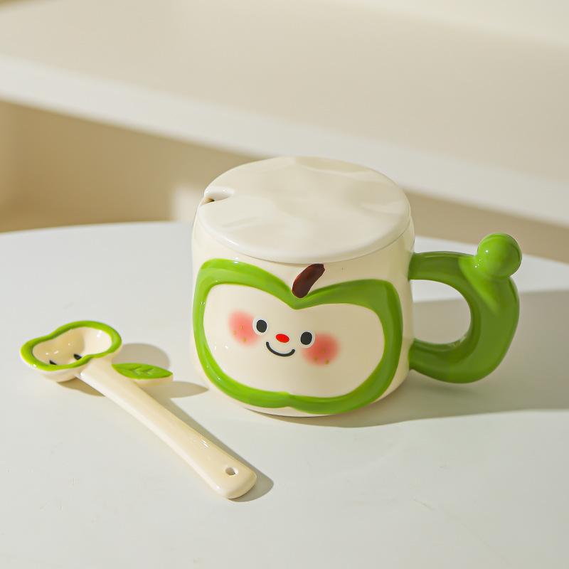 Birthday gift creative cute apple water cup high value ceramic mug with lid spoon practical souvenir box 301-400ml
Birthday gift creative cute apple water cup high value ceramic mug with lid spoon practical souvenir box 301-400ml