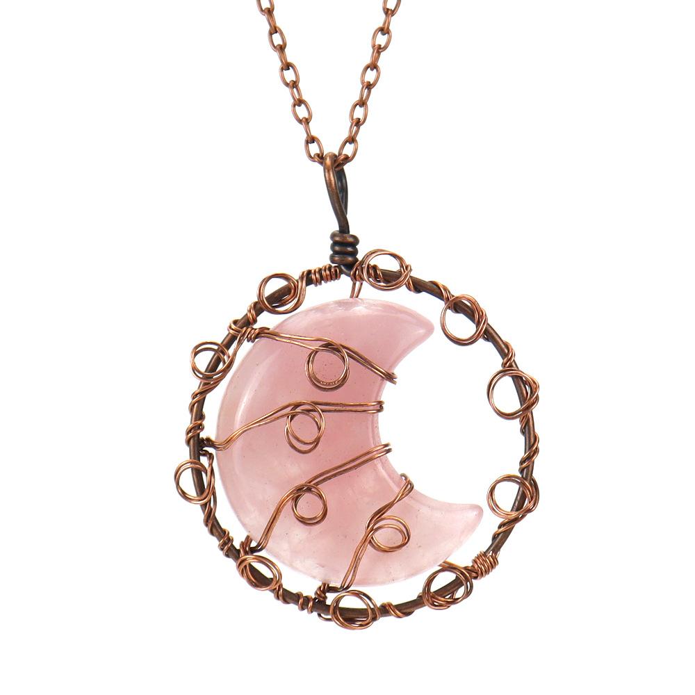 Handmade Winding Natural Crystal Agate Moon Pendant Necklace Couple Jewelry N589 рожевий кварц кольору
Handmade Winding Natural Crystal Agate Moon Pendant Necklace Couple Jewelry N589 рожевий кварц кольору