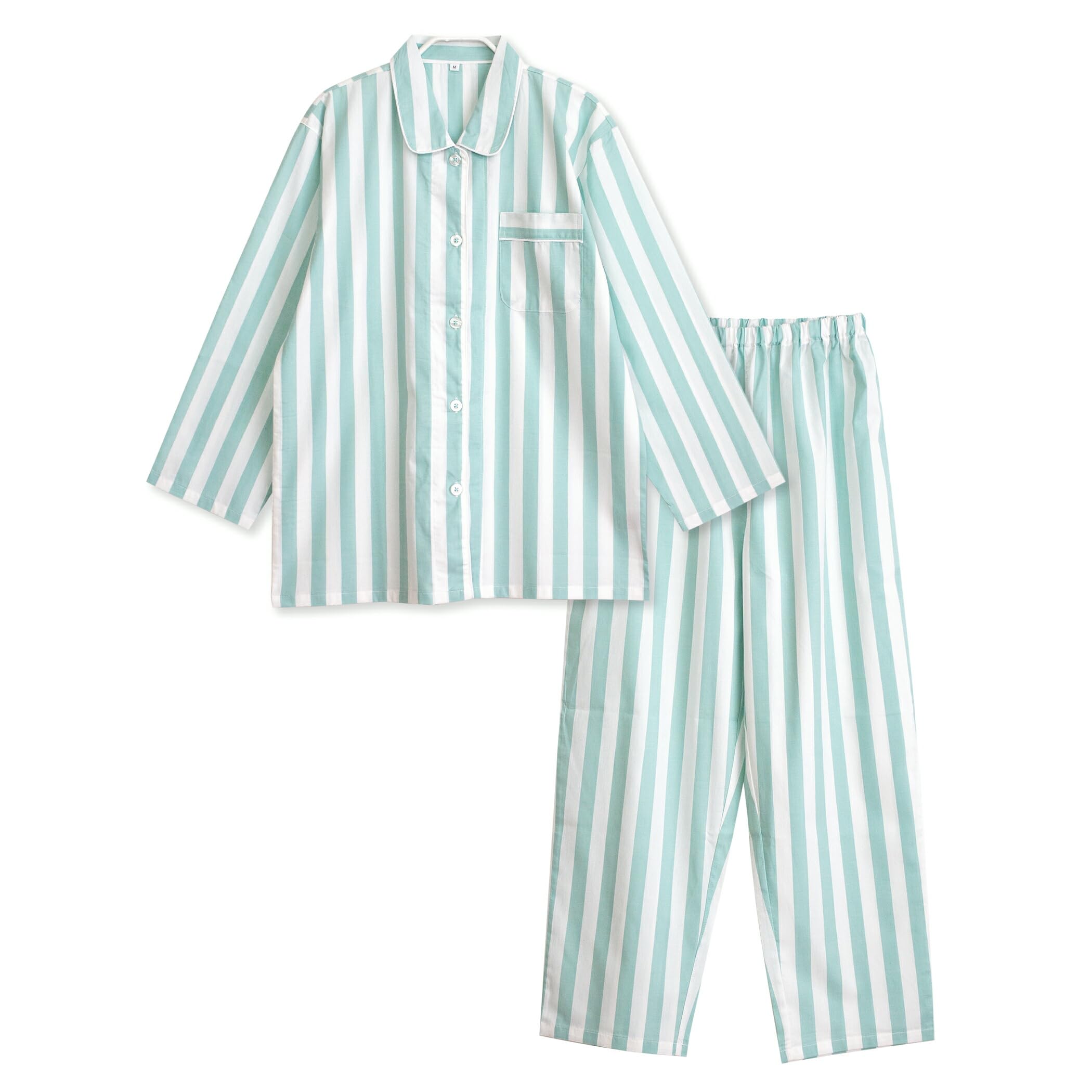 dress shirt soft and top and bottom long all year breathable size Women s pajamas, 100% cotton, material, comfortable, set, sleeves, striped, spring, м ятний
dress shirt soft and top and bottom long all year breathable size Women s pajamas, 100% cotton, material, comfortable, set, sleeves, striped, spring, м ятний