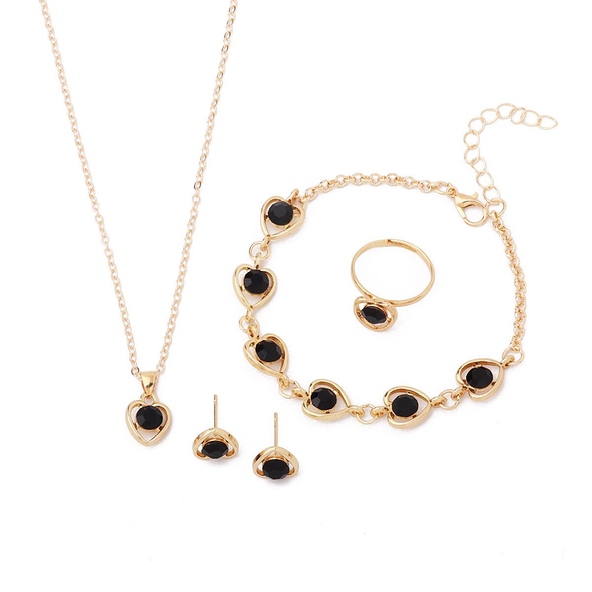 Fashion Temperament Peach Heart Necklace Earrings Ring Bracelet Four Piece Set One Size чёрный
Fashion Temperament Peach Heart Necklace Earrings Ring Bracelet Four Piece Set One Size чёрный