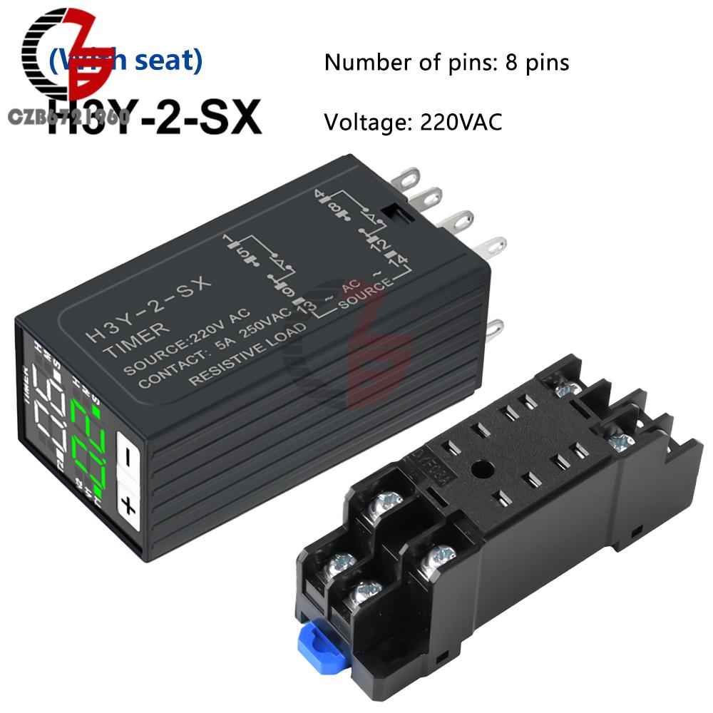 H3Y-2-SZ Mini Time Delay Relay Power on Delay Controller Electronic Digital Display Timer Timing Time Relay DC12V DC24V DC220V AC220V with seat
H3Y-2-SZ Mini Time Delay Relay Power on Delay Controller Electronic Digital Display Timer Timing Time Relay DC12V DC24V DC220V AC220V with seat