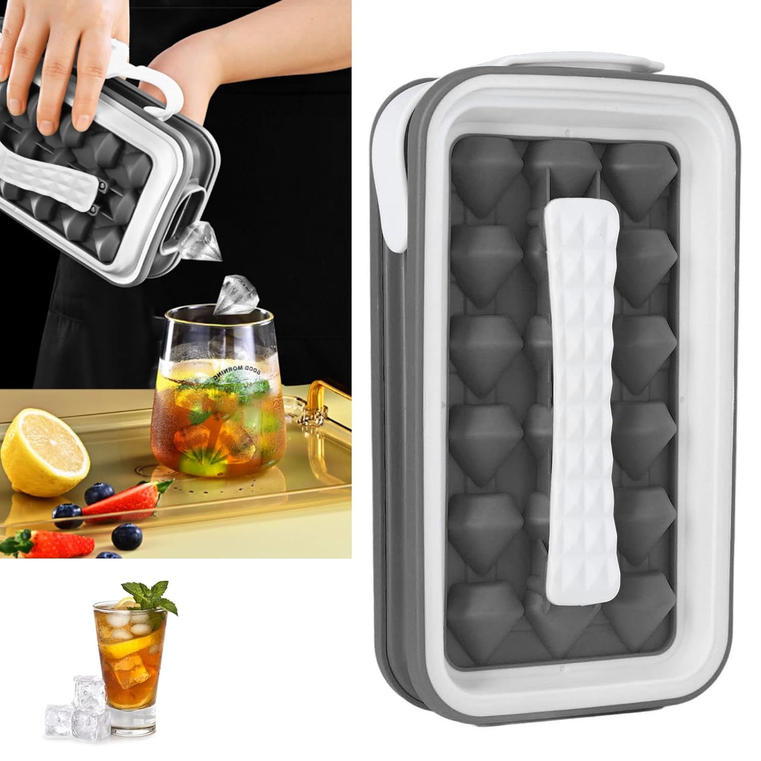 Форма для кубиков льда, кухонный гибкий медленно тающий лоток для кубиков льда, силиконовая крышка
Форма для кубиков льда, кухонный гибкий медленно тающий лоток для кубиков льда, силиконовая крышка