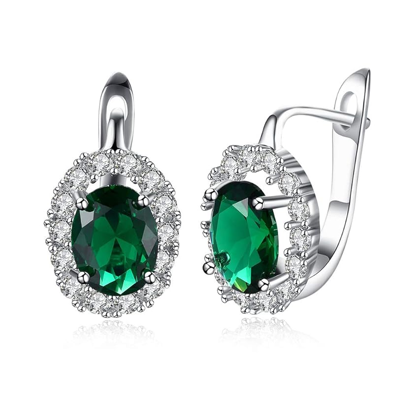 Rockyu earrings ladies platinum oval green zircon earrings wedding birthday present (Green)
Rockyu earrings ladies platinum oval green zircon earrings wedding birthday present (Green)