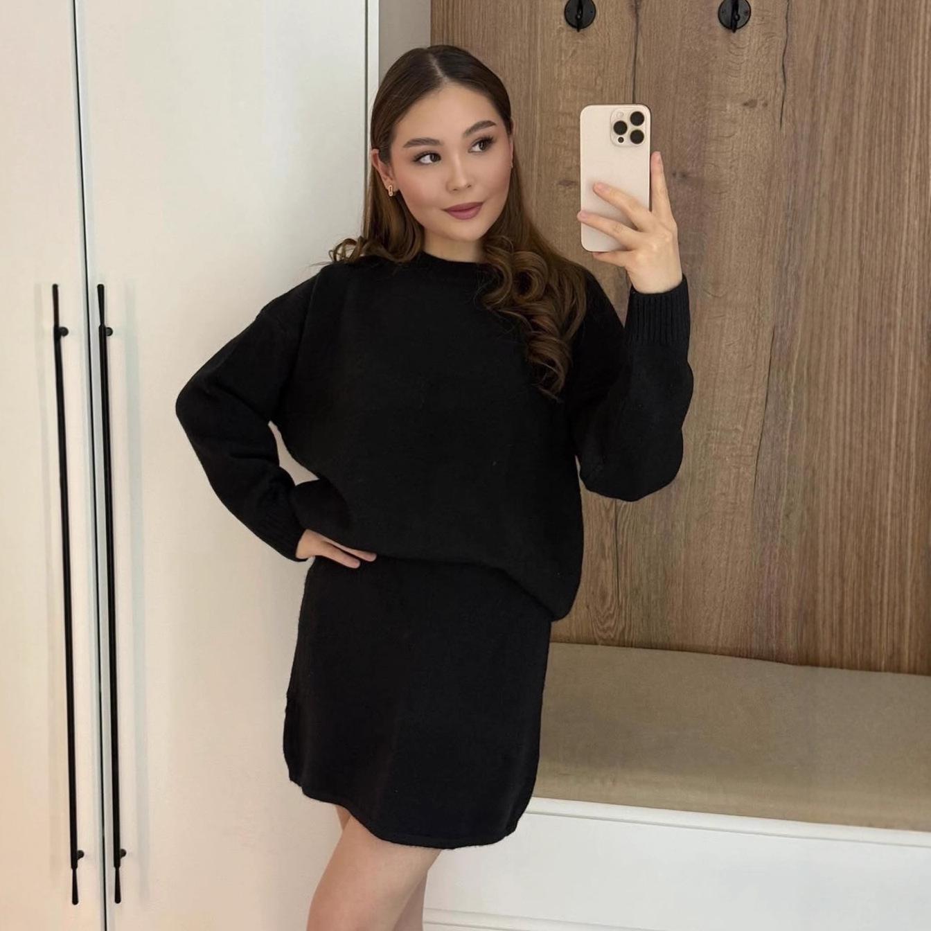 Элегантное вязаное платье с длинным рукавом для женщин, Осень 2025 M чёрный
Элегантное вязаное платье с длинным рукавом для женщин, Осень 2025 M чёрный