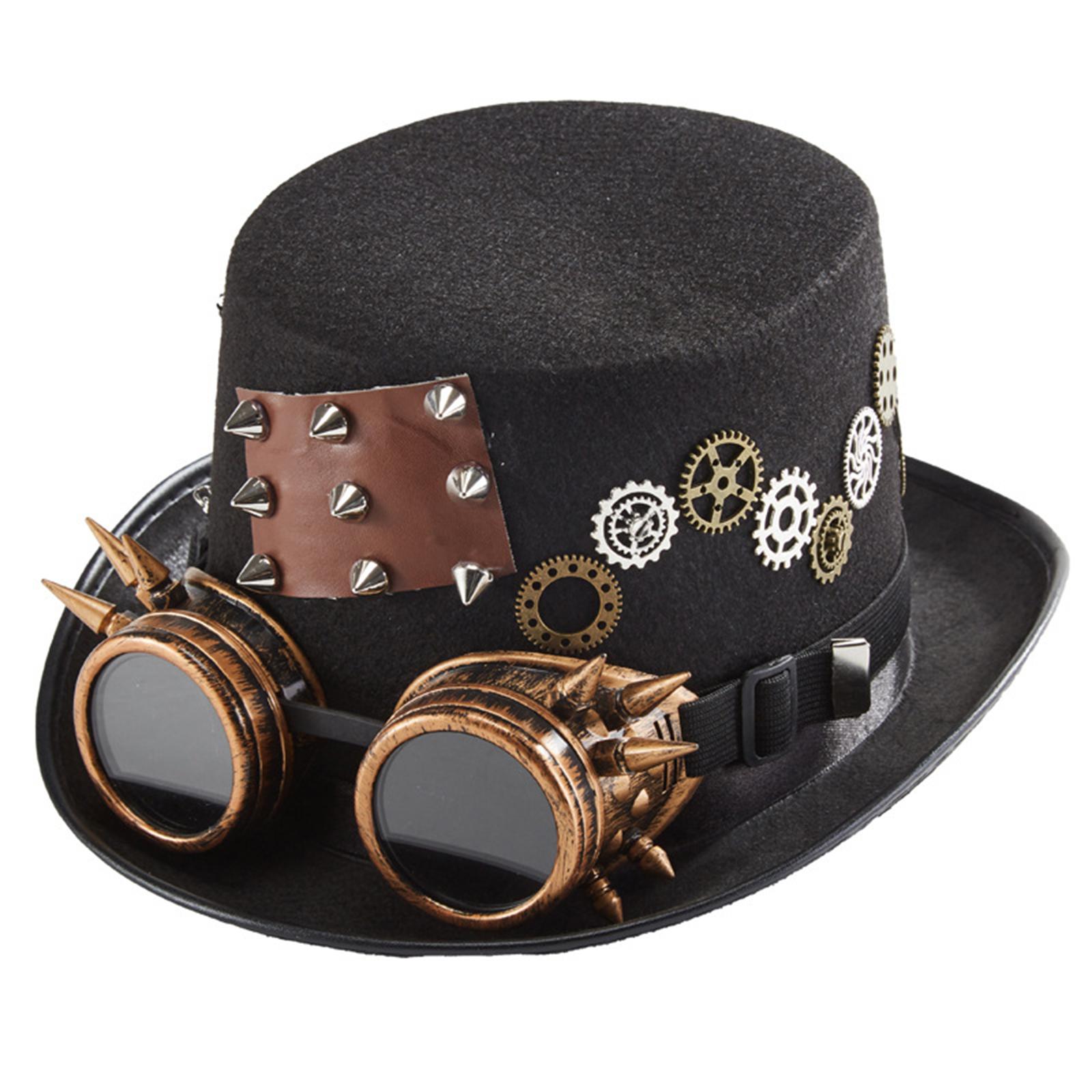 Vintage Rivet Gear Chain Top Hat Victorian Black Jazz Hat Steampunk Hat with Goggles Top Hat for Party Carnival Props 1
Vintage Rivet Gear Chain Top Hat Victorian Black Jazz Hat Steampunk Hat with Goggles Top Hat for Party Carnival Props 1