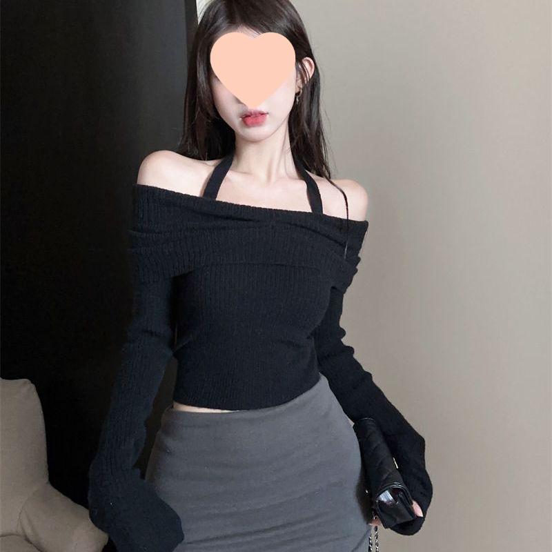 Сексуальный трикотажный свитер с открытыми плечами, халтер, с длинными рукавами, для осени и зимы Other
Сексуальный трикотажный свитер с открытыми плечами, халтер, с длинными рукавами, для осени и зимы Other